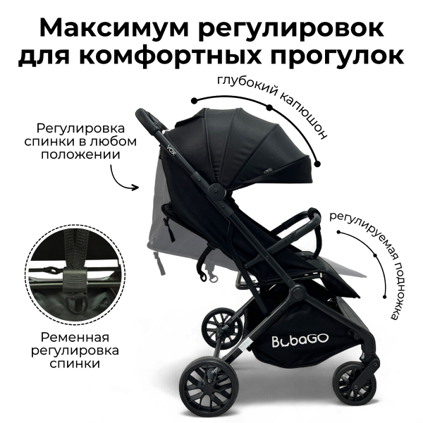 Детская прогулочная коляска Bubago Vox BG160-1 Чёрный - детский товар